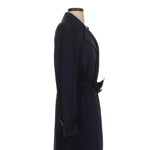 Quince Stretch Crepe Classic Timeless Belted Trench Coat Navy Small - Picture 4 of 10